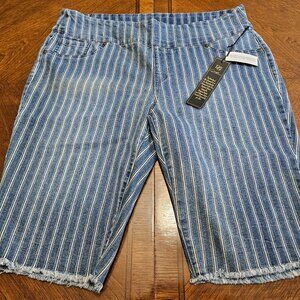 NWT Diane Gilman Striped Denim Shorts